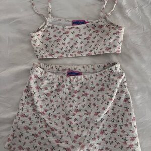 Edikted Floral Intimates Set - Cream and Pink